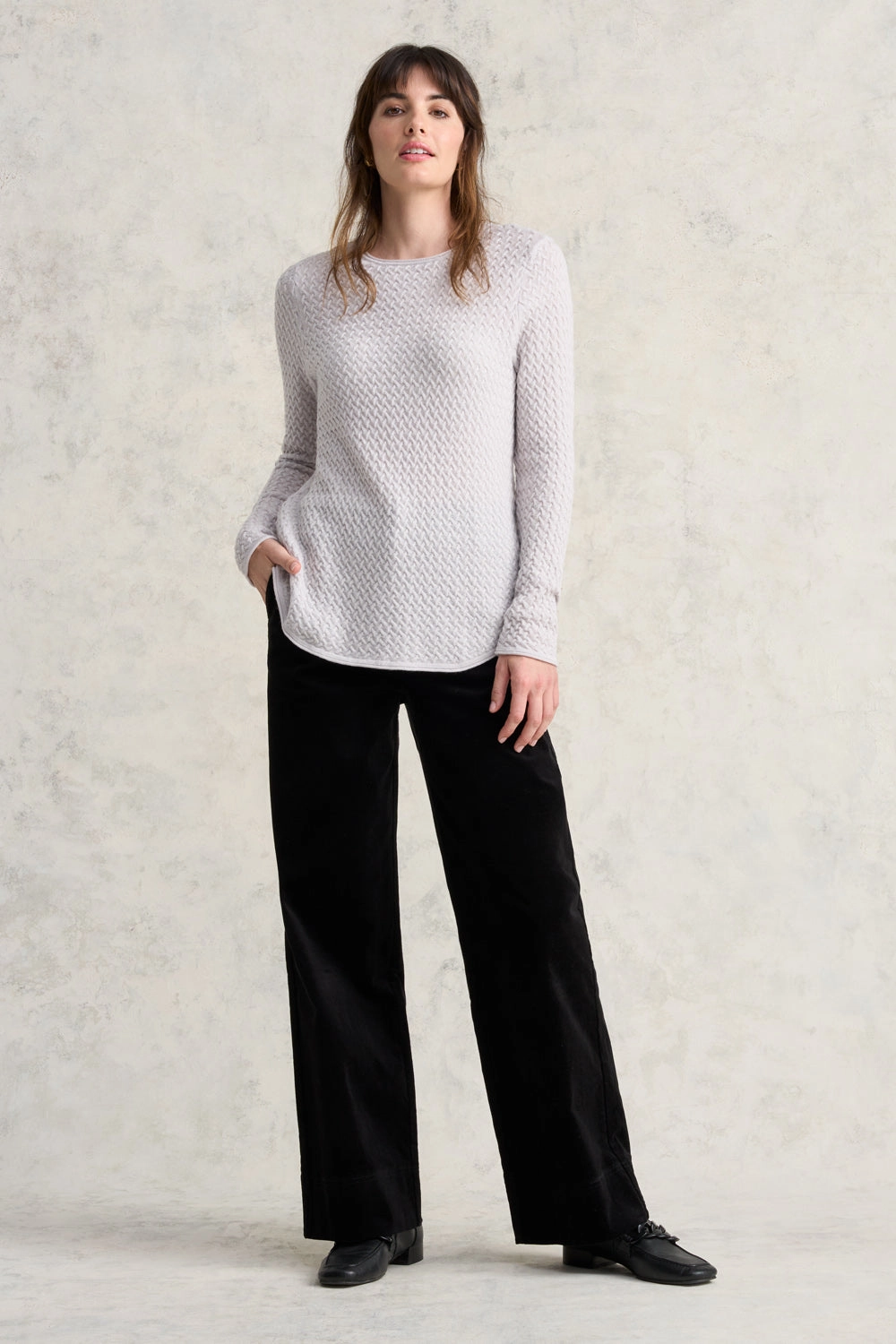 Wool Textured Jumper - Silver Grey